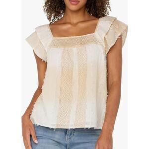 Liverpool Los Angeles Women's Short Sleeve Square Neck Woven Large P NWT